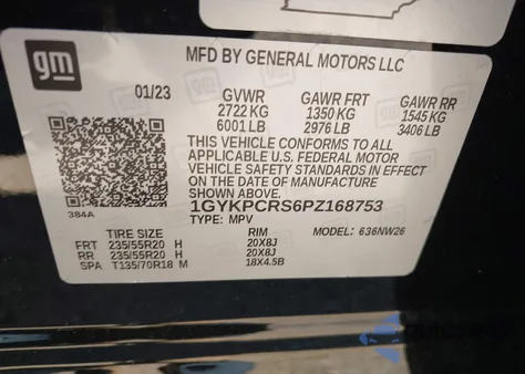 2023 Cadillac Xt6 Fwd Premium Luxury z USA, uszkodzony, nr VIN 1GYKPCRS6PZ168753